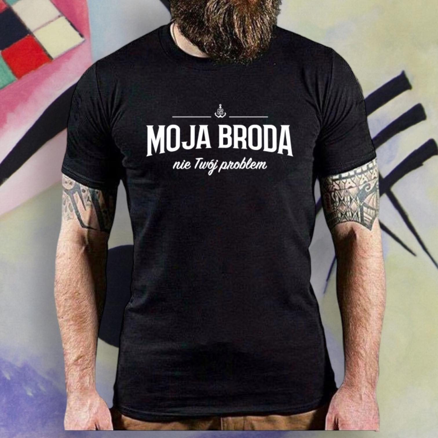 Koszulka czarna dla brodacza Moja Broda Nie Twój Problem